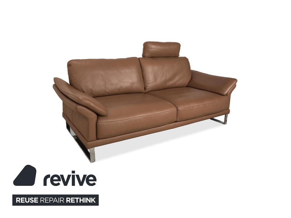 Musterring Leder Dreisitzer Braun Taupe Sofa Couch manuelle – Bild 3