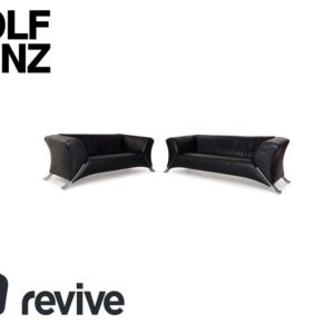 Rolf Benz 322 Leder Sofa Garnitur Blau Blauschwarz Couch 2x