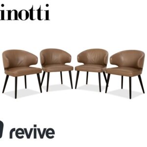 4er Garnitur Minotti Aston Leder Stuhl Braun Kaffee Esszimmer