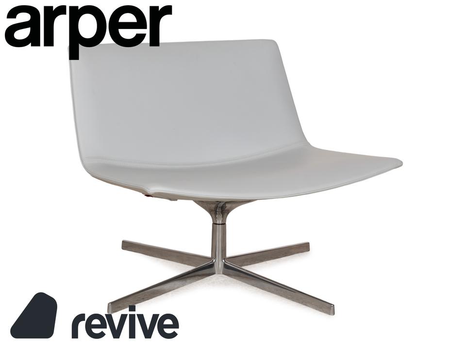 Arper Catifa 80 Leder Sessel Blau Blaugrau Hellblau Drehfunktion