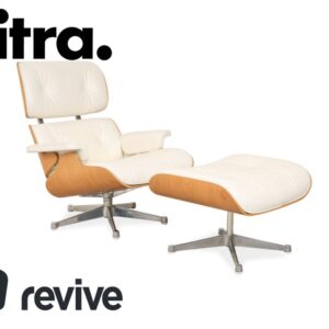 Vitra Eames Lounge Chair Leder Holz Sessel Creme Weiß Braun