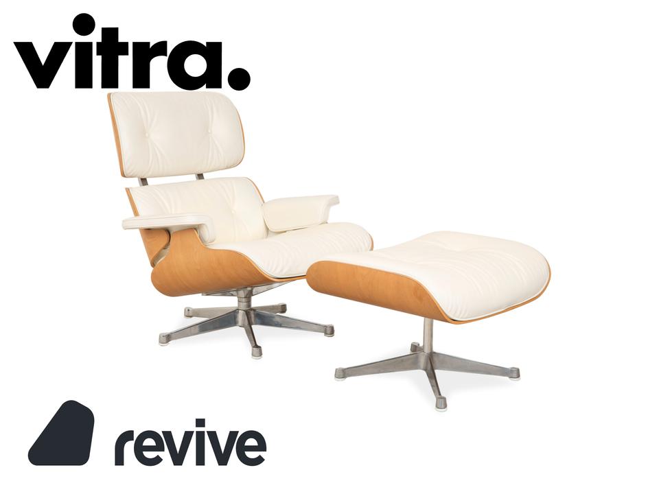 Vitra Eames Lounge Chair Leder Holz Sessel Creme Weiß Braun