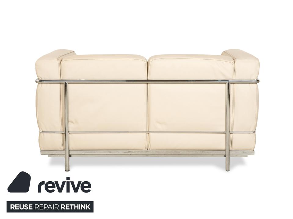 Cassina Le Corbusier LC 2 Leder Zweisitzer Creme Eierschale Weiß – Bild 11