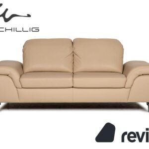 Willi Schillig Leder Zweisitzer Creme Sofa Couch