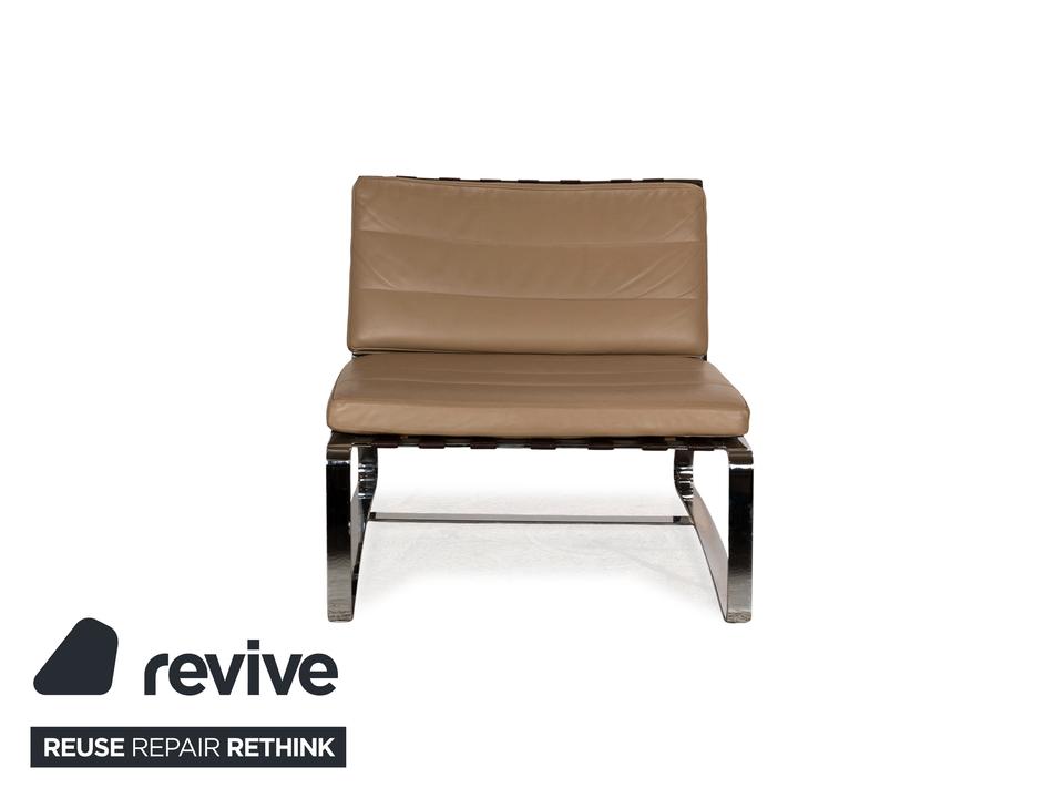 Minotti Delaunay Leder Sessel Beige Vintage – Bild 8