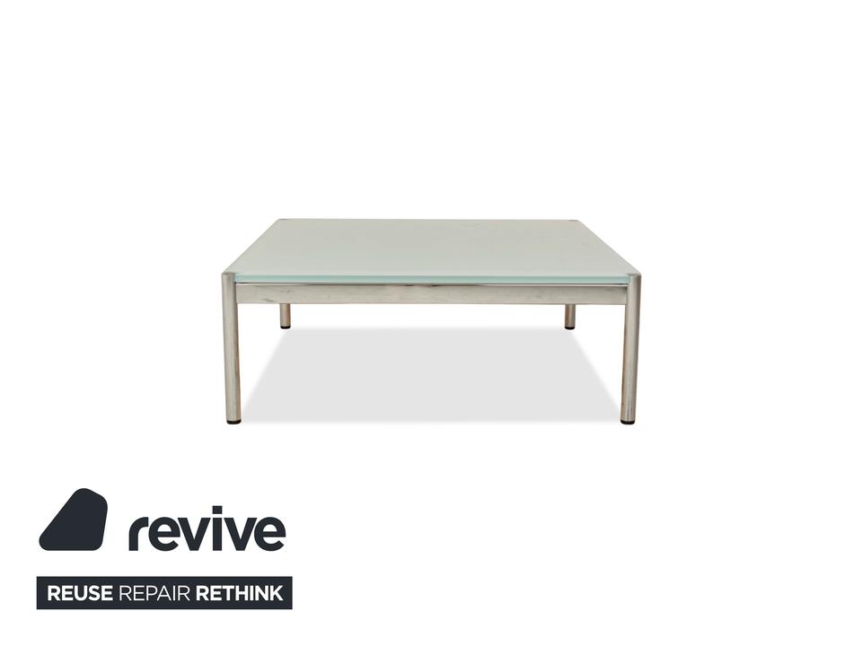 USM Haller Glas Couchtisch Blau Silber 101 x 101 cm