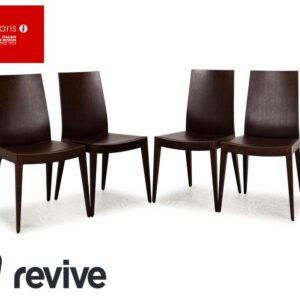 4er Garnitur Calligaris Leder Stuhl Braun