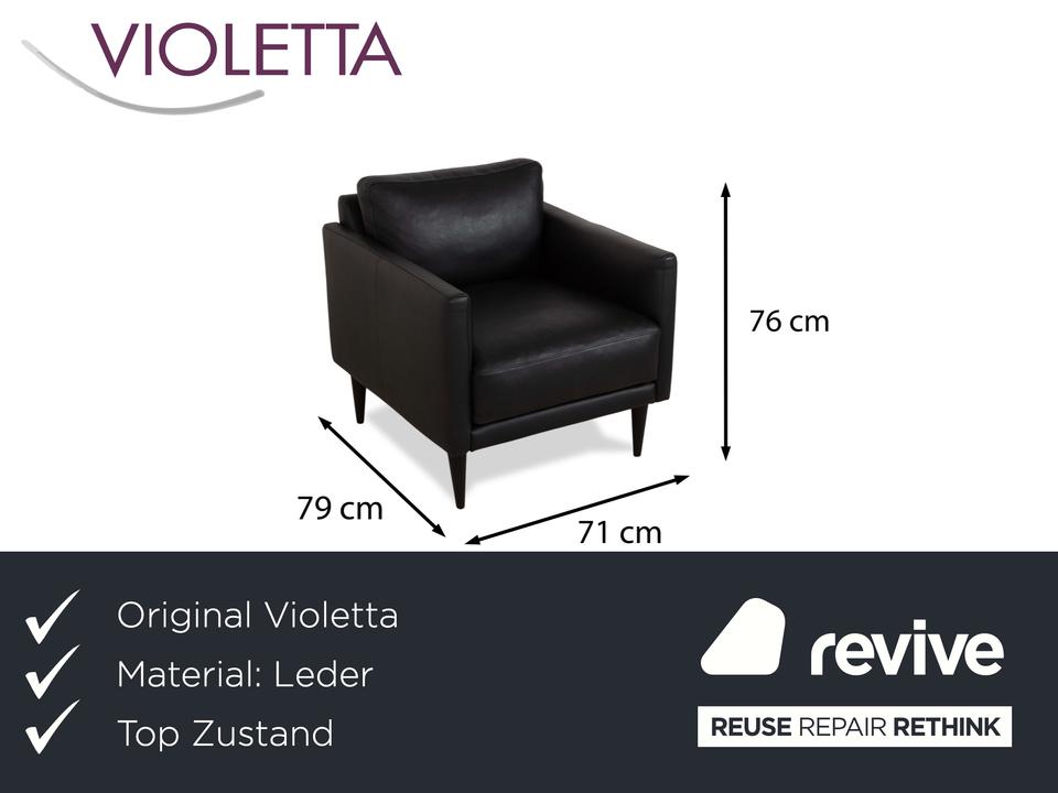 Violetta Edita Leder Sessel Schwarz Anthrazit – Bild 2