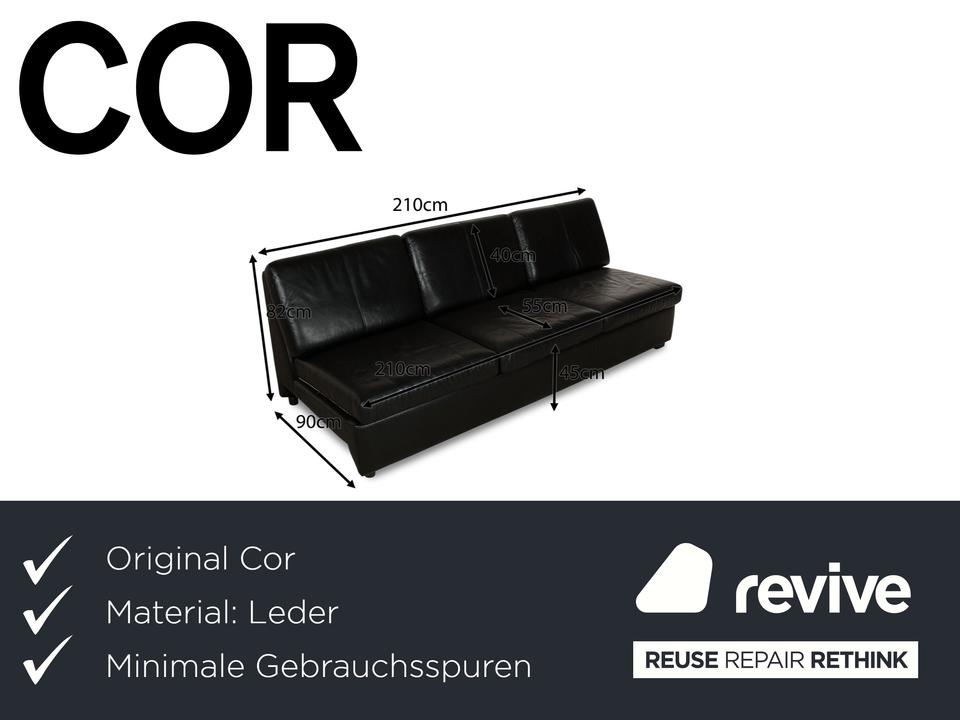Cor Leder Dreisitzer Schwarz Sofa Couch – Bild 2