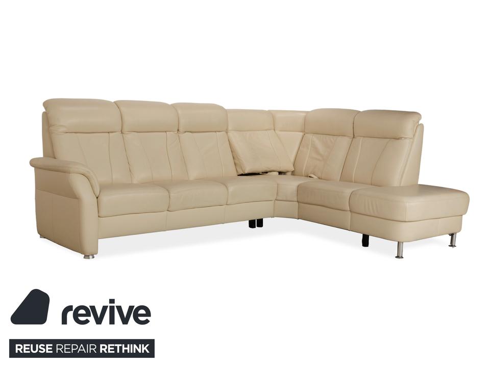 Polinova Leder Ecksofa Creme manuelle Funktion Sofa Couch