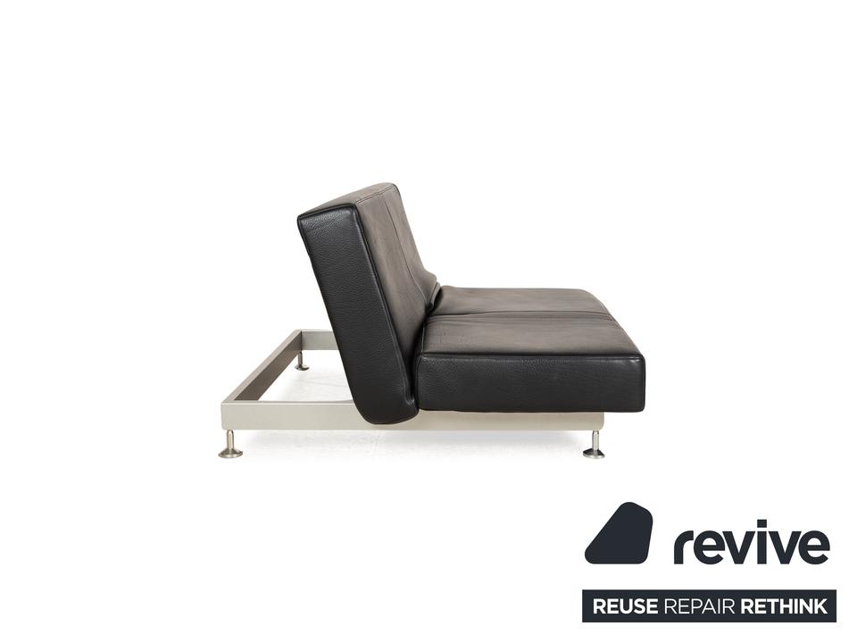 Edra Damier Leder Zweisitzer Schwarz manuelle Funktion Sofa Couch – Bild 16