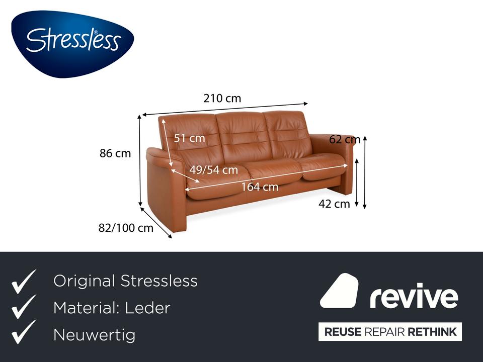 Stressless Sapphire Leder Dreisitzer Sofa Couch Braun manuelle – Bild 2