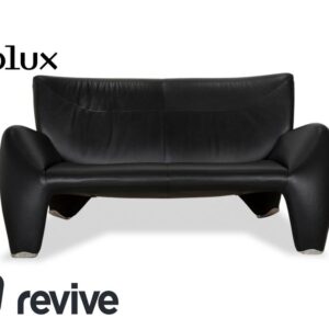 Leolux Echnaton Leder Zweisitzer Schwarz Sofa Couch