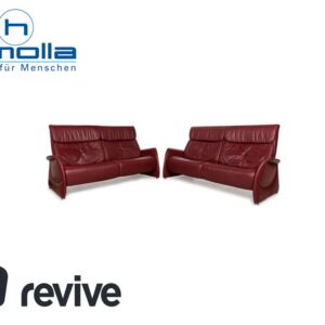 Himolla Cumuly Leder Sofa Garnitur Rot Dunkelrot Dreisitzer Couch