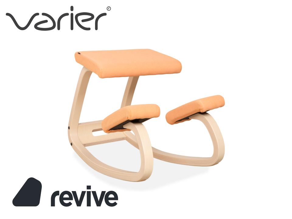 Varier Variable Holz Esche Hocker Natur Stoff Orange Apricot