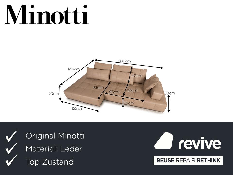 Minotti Lawrence Clan Leder Sofa Beige Ecksofa Couch – Bild 2