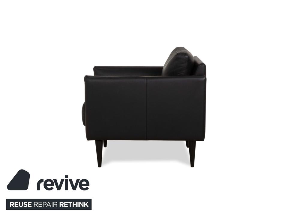 Violetta Edita Leder Sessel Schwarz Anthrazit – Bild 9