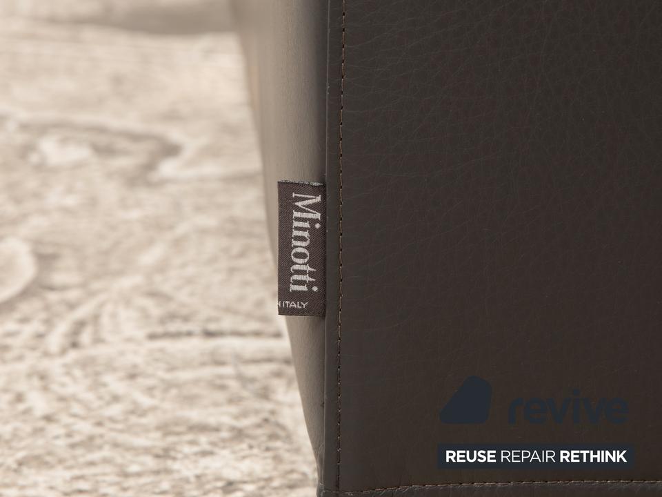 Minotti Suitcase line Leder Sessel Grau – Bild 9