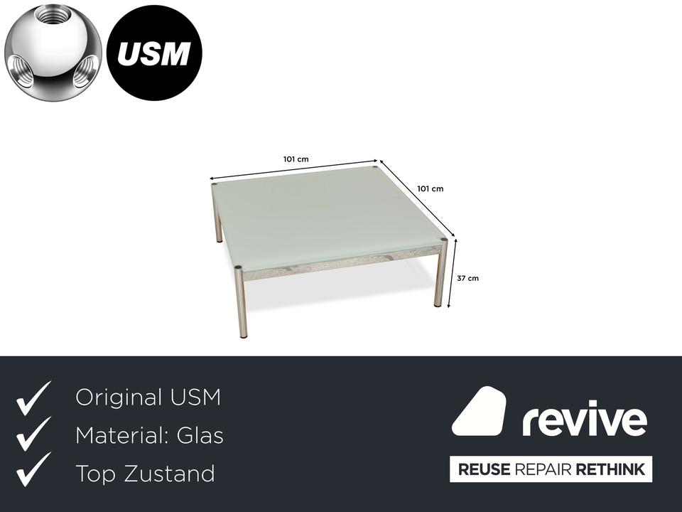 USM Haller Glas Couchtisch Blau Silber 101 x 101 cm – Bild 2