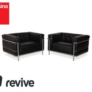 Cassina LC 3 Leder 2x Sessel Schwarz