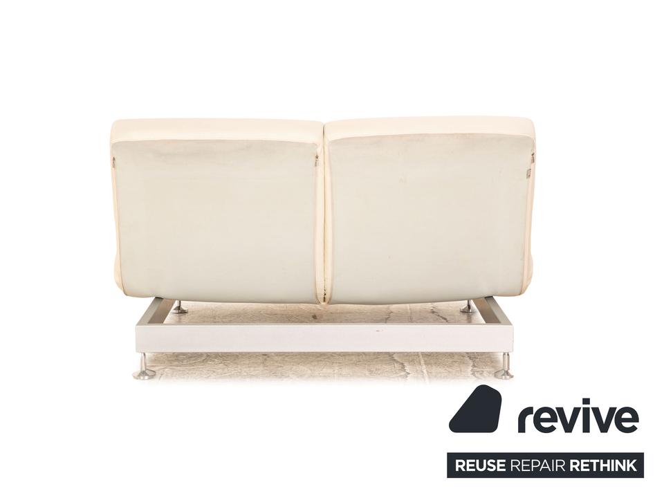 Edra Damier Leder Zweisitzer Creme Sofa Couch manuelle Funktion – Bild 13