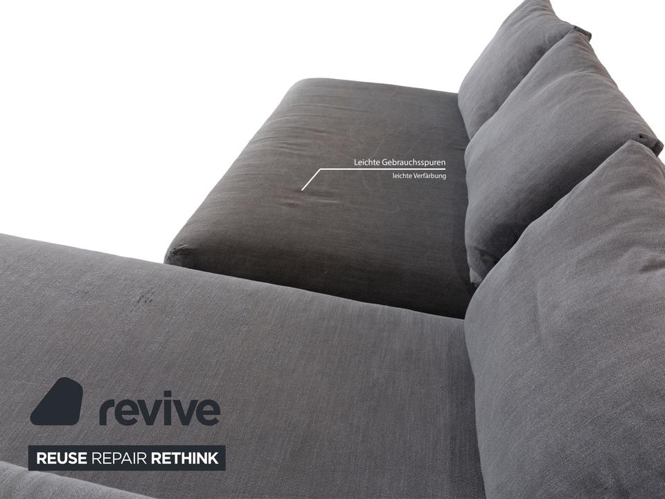 Glow In Stoff Ecksofa Grau Récamière rechts Sofa Couch – Bild 5