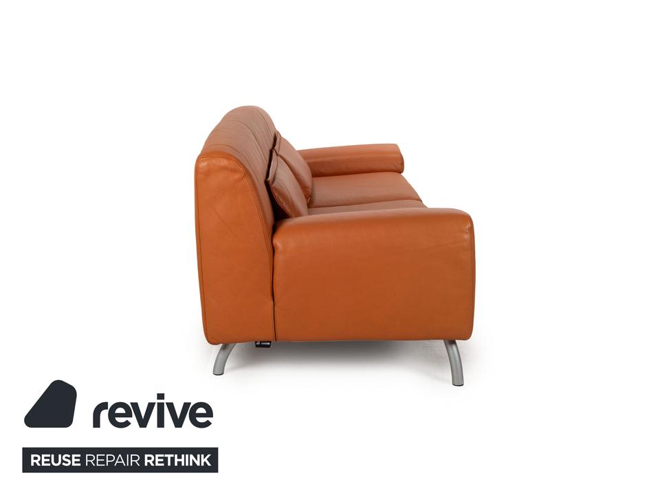 Cor Leder Dreisitzer Orange Sofa Couch – Bild 7