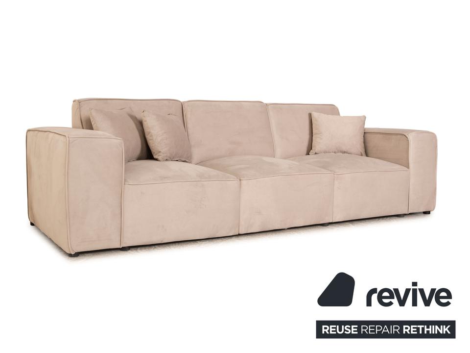 IconX STUDIOS Beluga Samt Stoff Viersitzer Sofa Couch Beige – Bild 7