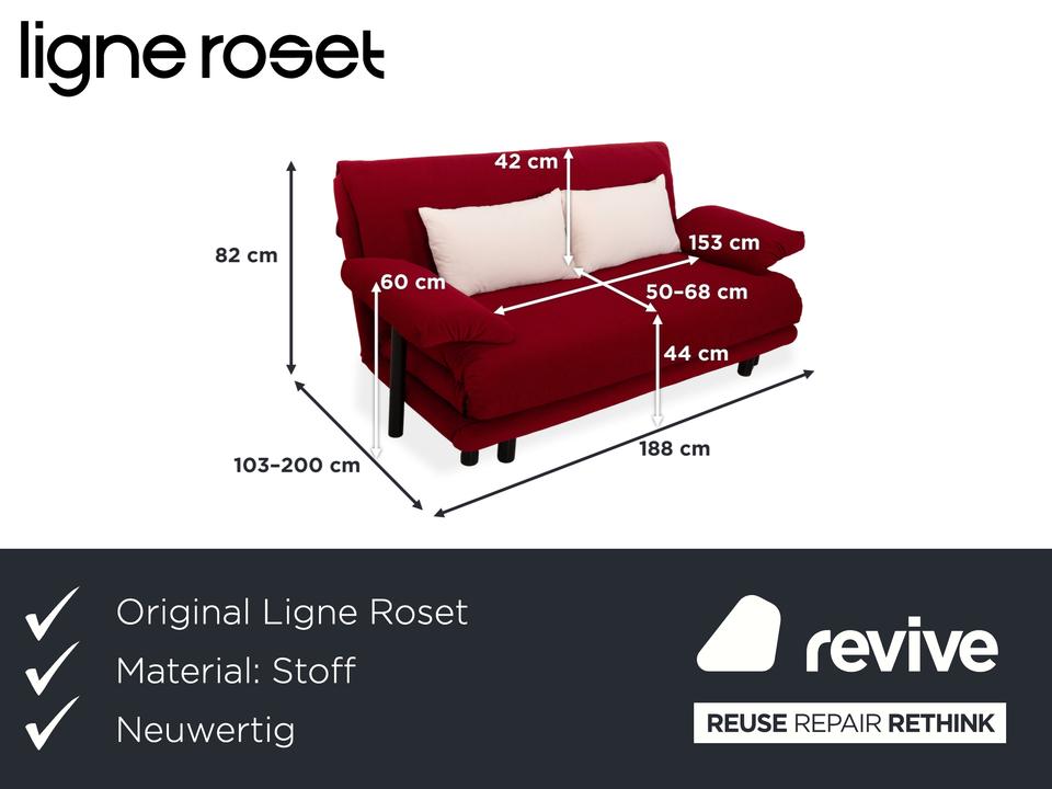 Ligne Roset Multy Dreisitzer Stoff Rot Beige Gestell Schwarz ✨ – Bild 2