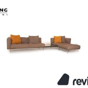 Living Divani Rod XL Stoff Ecksofa Braun Beige Recamiere Rechts
