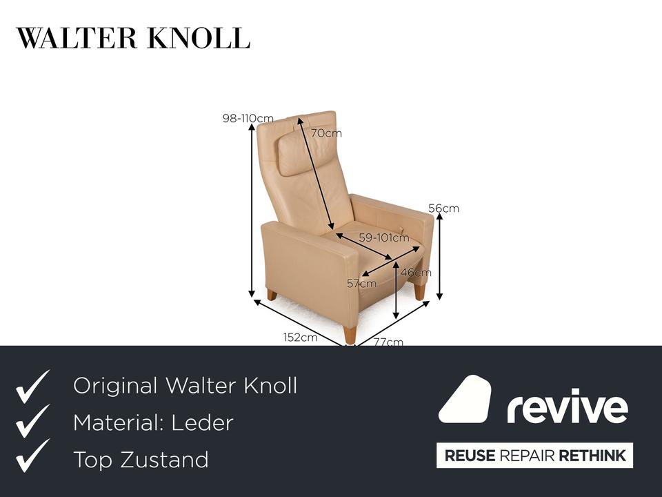 Walter Knoll Leder Sessel Beige manuelle Funktion – Bild 2