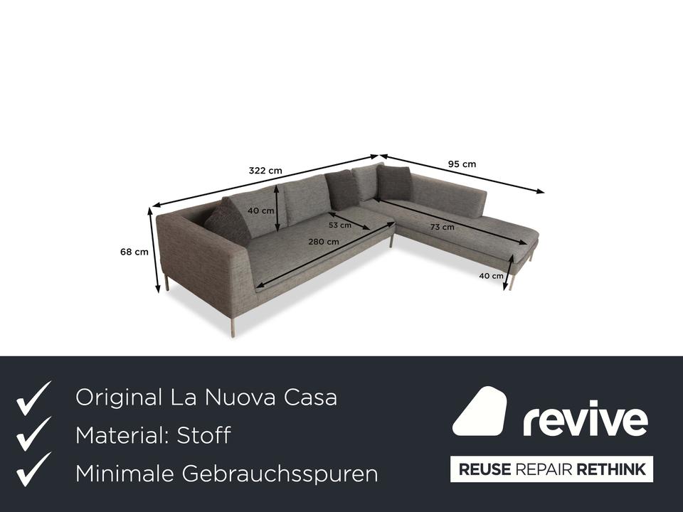 La Nouva Casa Liverpool Ecksofa Sofa Couch Stoff Grau Recamiere – Bild 2