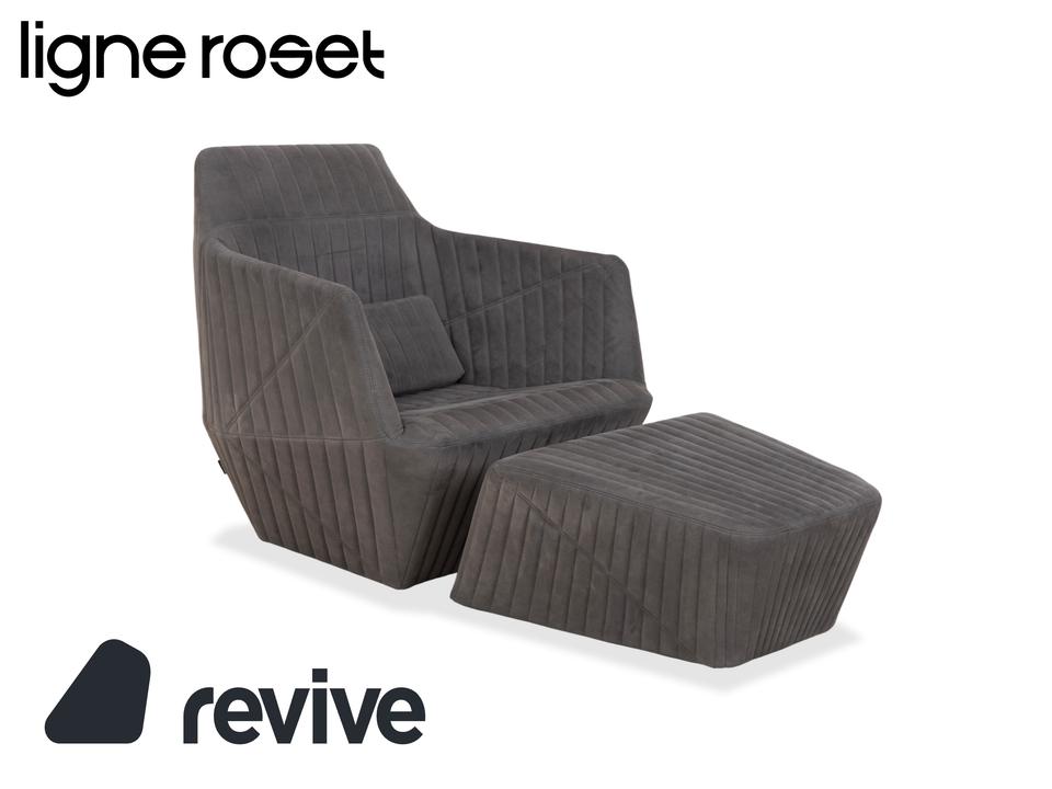ligne roset Facett Stoff Sessel Hocker Grau