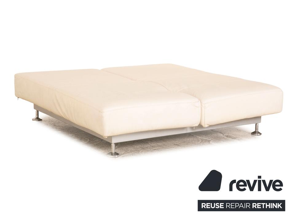 Edra Damier Leder Zweisitzer Creme Sofa Couch manuelle Funktion – Bild 4