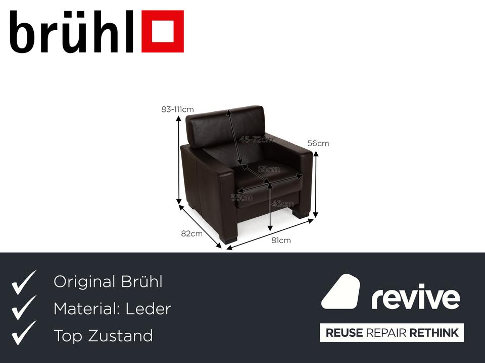 Brühl Francis Leder Sessel Braun manuelle Funktion – Bild 2