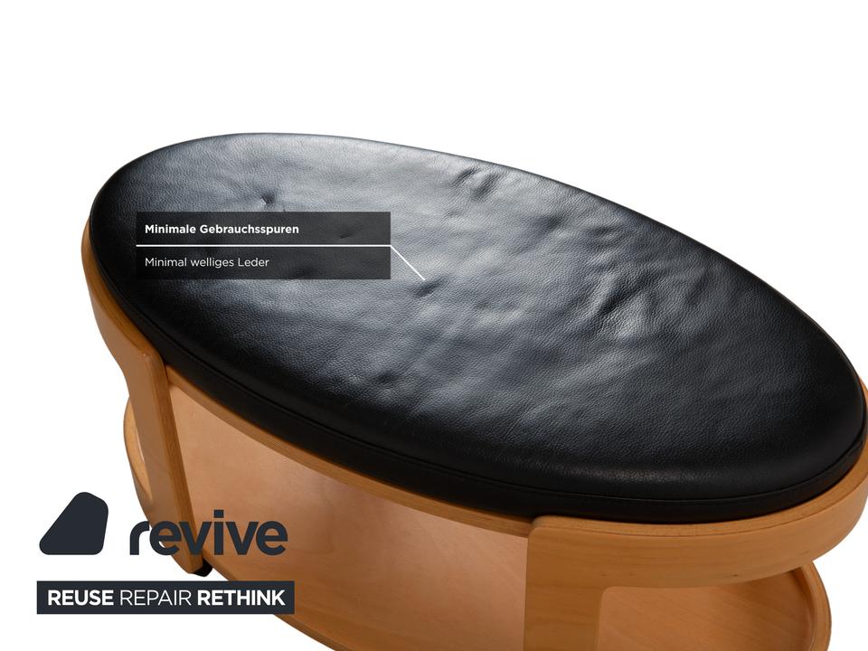 Stressless Arion Holz Leder Hocker Couchtisch Schwarz Rollen – Bild 5