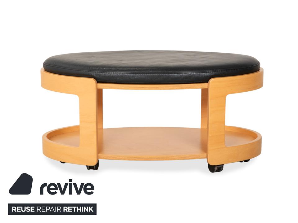 Stressless Arion Holz Leder Hocker Couchtisch Schwarz Rollen – Bild 8