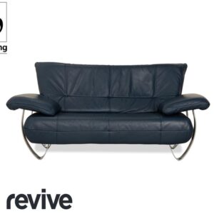 Musterring Leder Zweisitzer Blau Sofa Couch