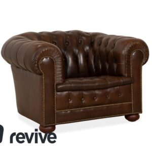 Chesterfield Leder Sessel Braun Vintage