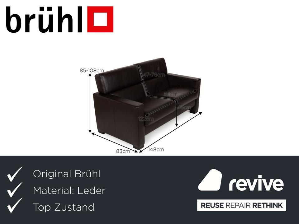 Brühl Francis Leder Zweisitzer Braun manuelle Funktion Sofa Couch – Bild 2