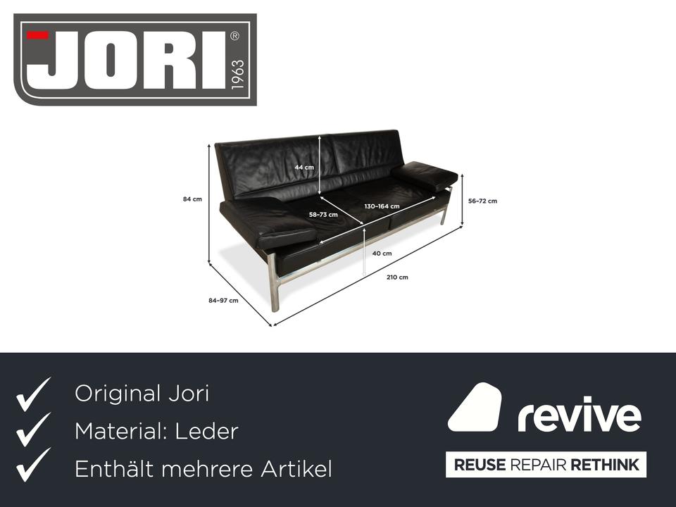 Jori Leder Zweisitzer Sessel Schwarz Sofa Couch manuelle Funktion – Bild 2