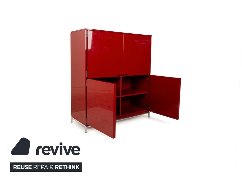 B&B Italia Holz Sideboard Rot Hochglanz 4 Türen Metallfüße – Bild 5