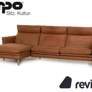 Erpo Porto Leder Ecksofa Braun Manuelle Funktion Sofa Couch