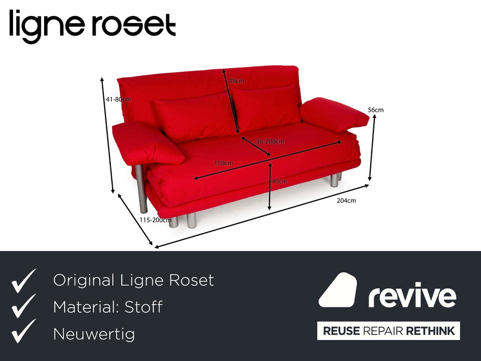 Ligne Roset Multy Stoff Dreisitzer Rot Schlaffunktion Neubezug ✨ – Bild 2