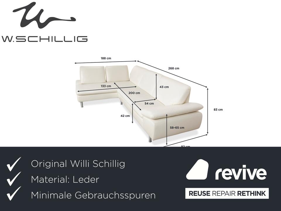 Willi Schillig Loop Leder Ecksofa Creme Sofa Couch manuelle – Bild 2