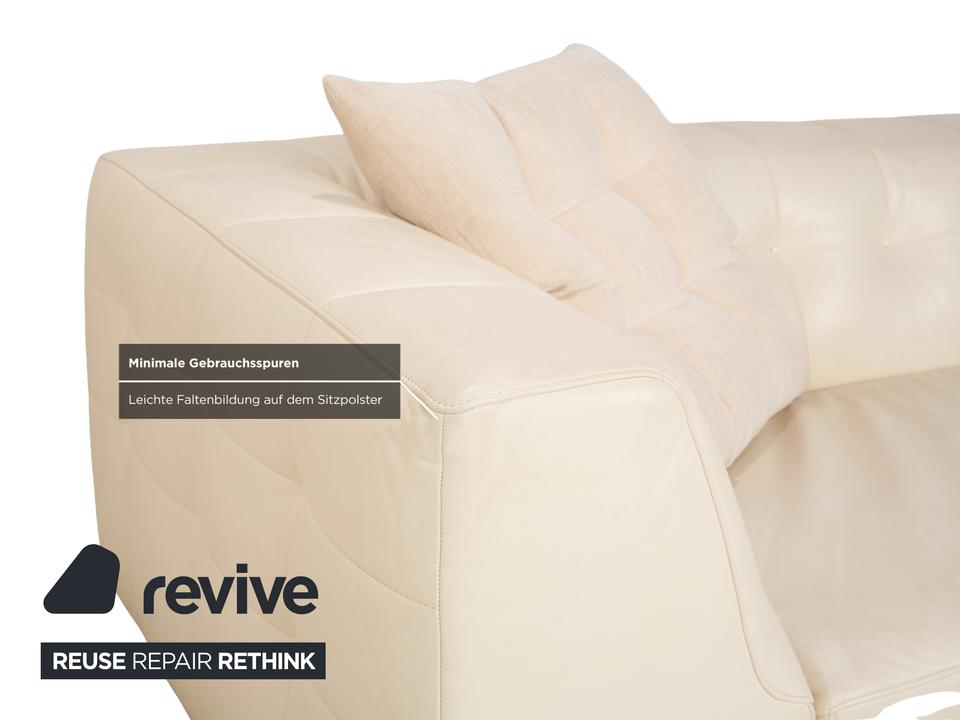 ligne roset Malhoun Leder Viersitzer Creme Sofa Couch – Bild 6