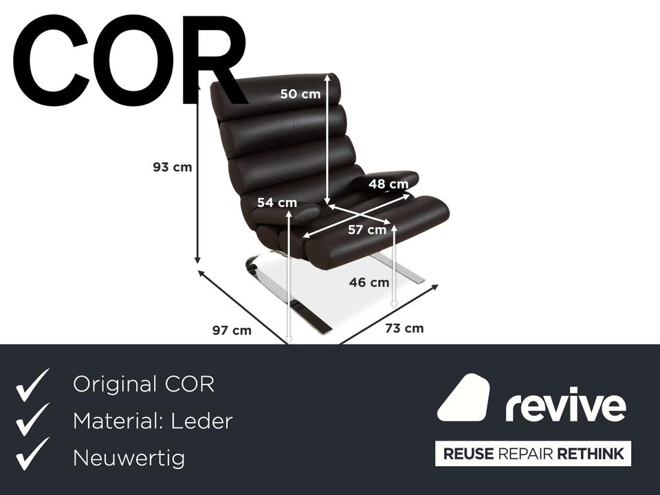 Cor Sinus Leder Sessel Schwarz inkl. Hocker – Bild 2