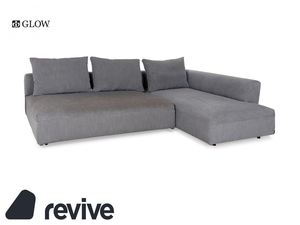Glow In Stoff Ecksofa Grau Récamière rechts Sofa Couch