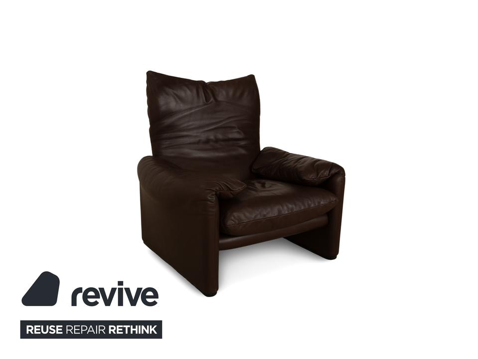 Cassina Maralunga Leder Sessel Braun Kastanie manuelle Funktion – Bild 4