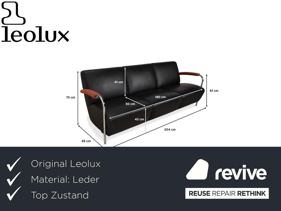 Leolux Scylla Leder Dreisitzer Schwarz Sofa Couch – Bild 2
